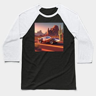 A Retro-Futuristic Racing Car Travelling Through The Arizona Desert At Dusk. Baseball T-Shirt